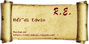 Rádi Edvin névjegykártya